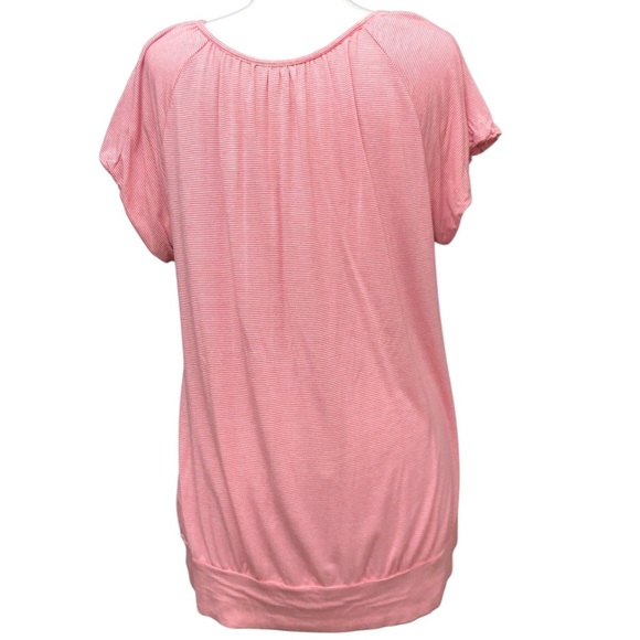 Lane Bryant Striped Popover with Ruffle and Faux Buttons. - Picture 5 of 8